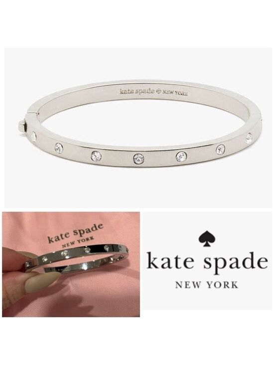 kate spade Jewelry - Kate Spade Set in Stone Hinged Silver Bangle